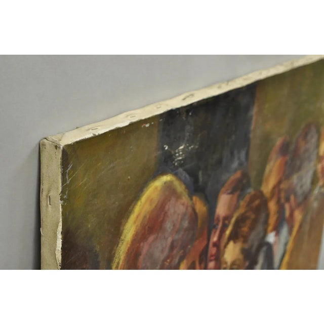 Vintage Patricia Stone "The Bar" Large Oil on Canvas Art Deco Painting, Signed For Sale - Image 11 of 14