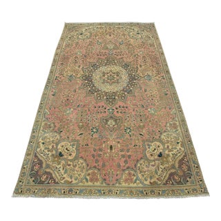 Vintage Oriental Rug 5' X 8'4'' Pink Wool Traditional Hand-Knotted Carpet For Sale