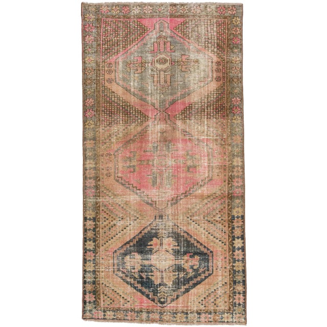 Mid 20th Century Vintage Persian Distressed Peach Handmade Medallion Wool Rug For Sale - Image 11 of 11