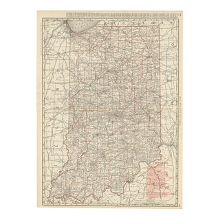 Antique Map of Indiana, The Hoosier State from Rand McNally, 1899 For Sale