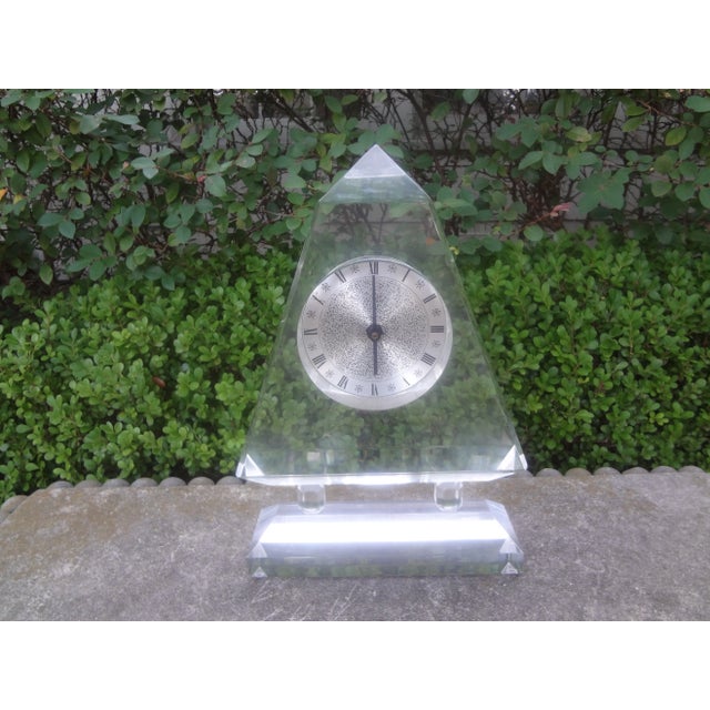 Mid Century Modern Neoclassical Style Acrylic Clock For Sale In Houston - Image 6 of 12