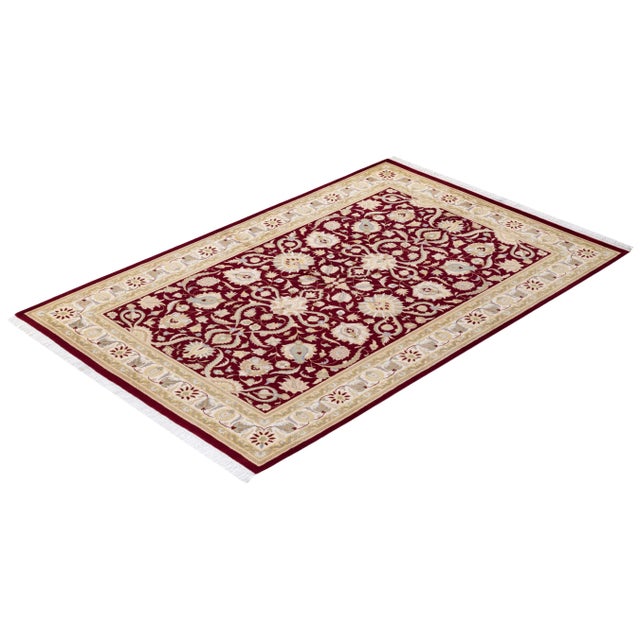 Red Mogul, One-of-a-Kind Hand-Knotted Area Rug - Red, 4' 2" x 5' 10" For Sale - Image 8 of 8