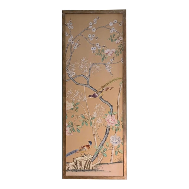 Mid 20th Century French Wallcovering on Wood Panel For Sale