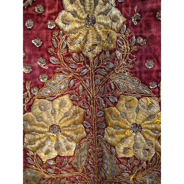 19th Century Silver and Gold Indian Embroidery Tapestry With Two Elephants For Sale - Image 12 of 13