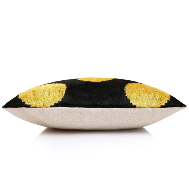 Onyx Luxury Black & Gold Silk Velvet Pillow 20x20 Inch | Handmade For Sale - Image 8 of 8