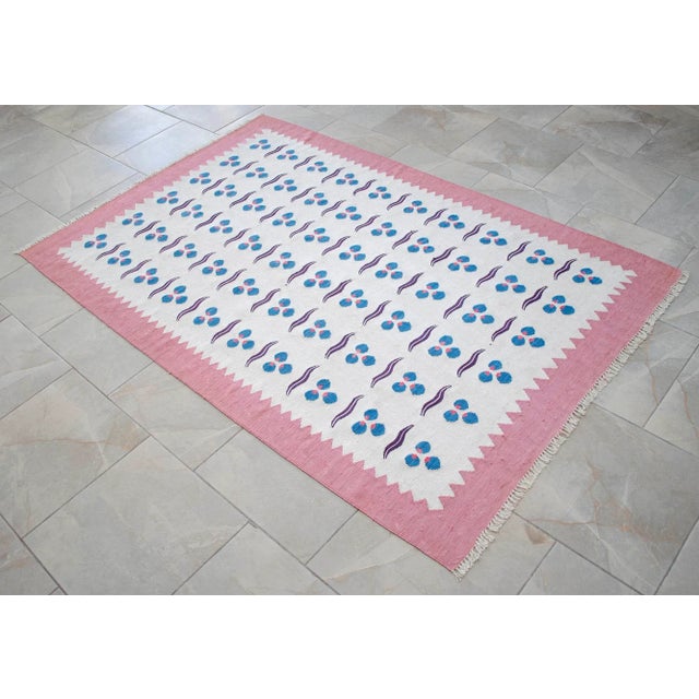 Turkish Silk Rug Kilim HandWoven Chintamani Motif Oushak Area Rug - 4′2″ × 6′4″ For Sale - Image 18 of 18