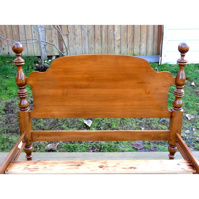 Vintage Ethan Allen Rock Maple Cannonball Double 4Poster Bed Frame