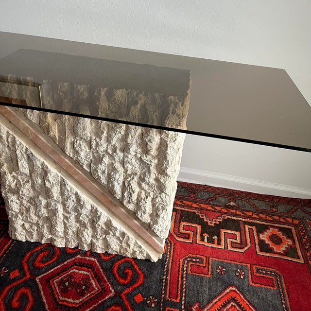Postmodern 1980s Postmodern Mactan Stone Console Table For Sale - Image 3 of 9