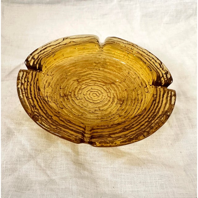 Mid-Century Modern MCM Anchor Hocking Lido Soreno Amber Glass Ashtray For Sale - Image 3 of 4