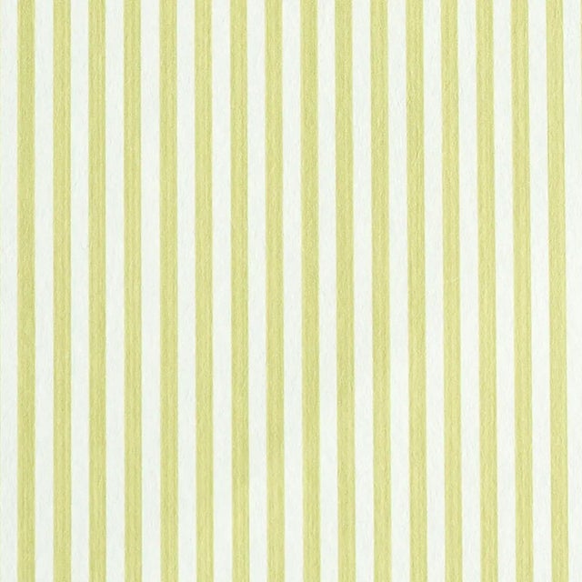 Sample - Schumacher Edwin Stripe Narrow Wallpaper in Citron For Sale