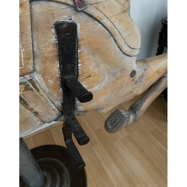 Wood Late 19th-Century American Carved Wood Carousel Horse on Cast Iron Stand For Sale - Image 7 of 9