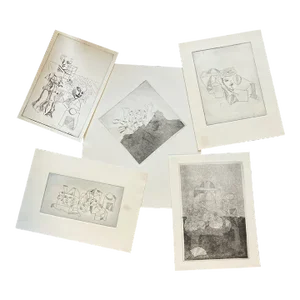 1970’s 5 Original Surreal Abstract Etchings -Set of 5 Unframed