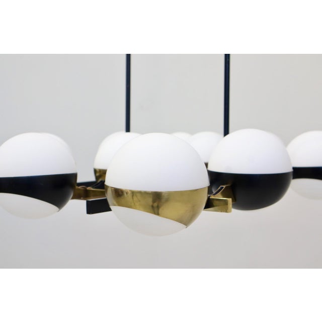 Vintage 12-Light Opal Glass and Metal Pendant Lamp from Stilnovo, 1958 For Sale - Image 17 of 18