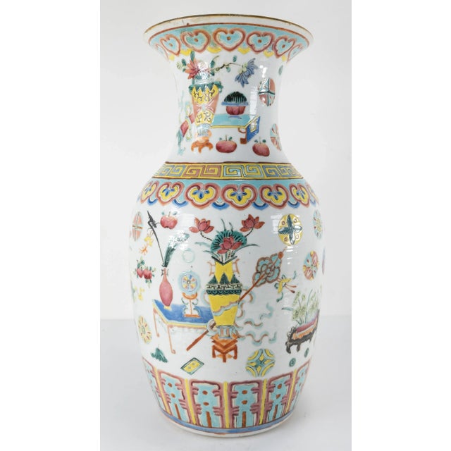 Chinese Chinese Famille Rose Republic Enameled Vase For Sale - Image 3 of 12