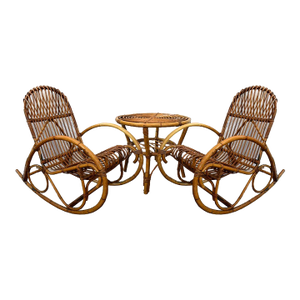 Late 20th Century Vintage Bamboo Rockers & Table, 3 Pieces