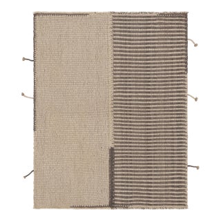 Rug & Kilim's Accent Kilim, Beige and Gray Textural Stripes For Sale