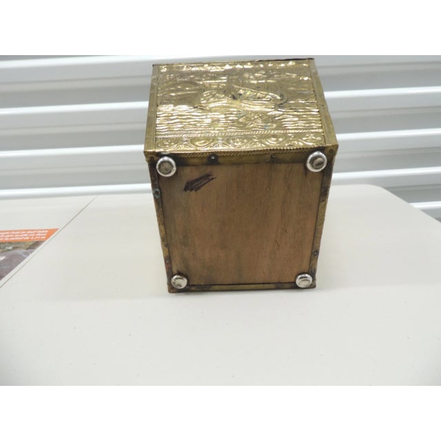 1980s Vintage Brass Victorian Repousse Wastepaper Basket For Sale - Image 5 of 7