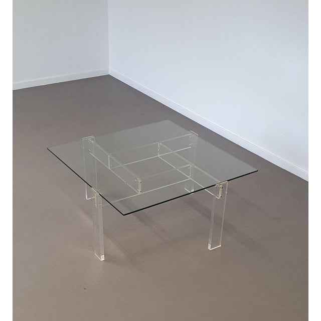 Vintage Acrylic Glass Coffee Table with Glass Top from de Swart For Sale - Image 3 of 8