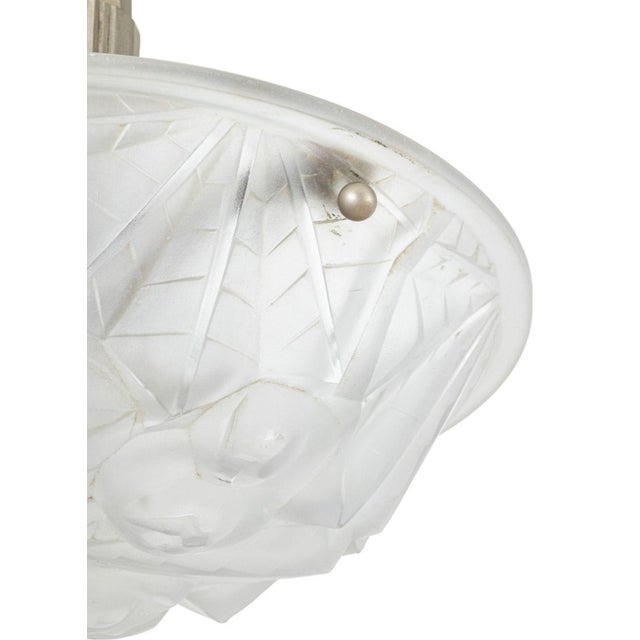 Art Deco Art Deco Frosted Glass Chandelier For Sale - Image 3 of 6