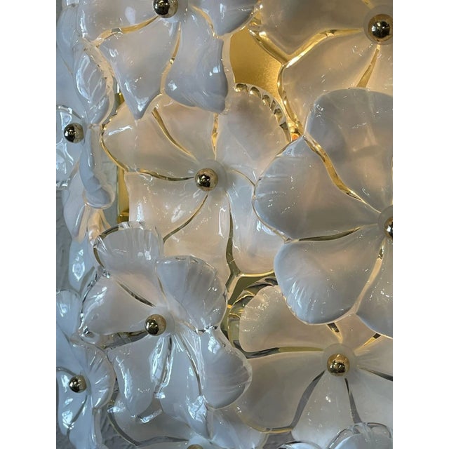 Pair of Large Scale Modern Murano Flower Sconces For Sale - Image 4 of 8