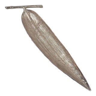 Michael Aram Nickel-Plated Bamboo Leaf Tray For Sale