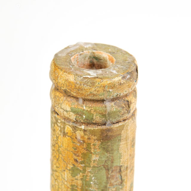 Pair of Antique Wood Candlestick Holders Rustic Chic For Sale - Image 12 of 12