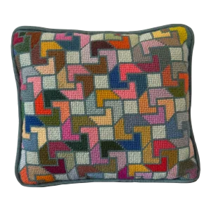 Vintage 1970s Op Art Needlepoint Pillow