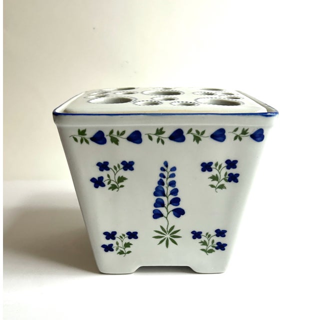 Modern Vintage Andrea for Sadek "Blue Lupine" Porcelain Flower Brick For Sale - Image 3 of 17