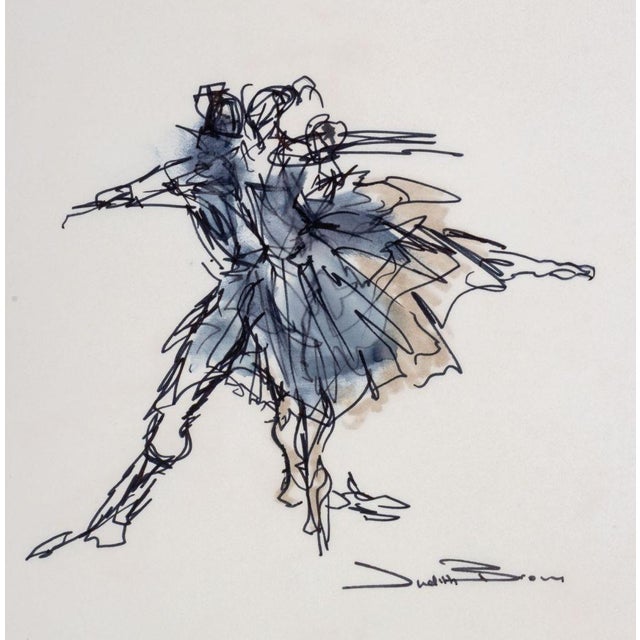 Judith Brown (American, 1931-1992), Two Dancer Sketches, Ink and Wash on Tracing Paper, signed lower right, unframed....