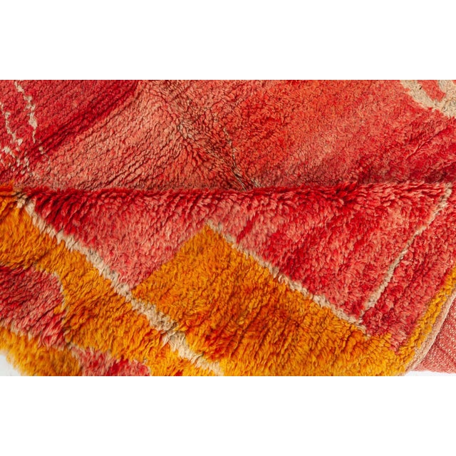 Mid 20th Century Doris Leslie Blau Vintage Tribal Moroccan Red Orange Wool Rug For Sale - Image 5 of 8