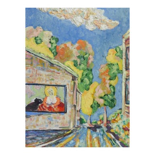 Contemporary Surreal Portrait Blonde Woman and Dog Painting For Sale