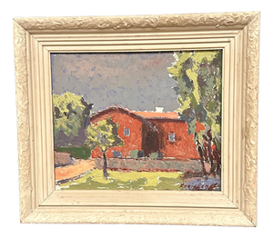 E. Freidland, Gult Hus, 1950s, Oil on Panel, Framed