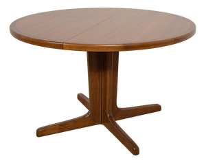 Mid-Century Modern Round Extending Dining Table in Teak, Denmark, 1960s