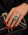 Bochic “Capri” Vintage Blue Topaz Ring Set In 18K White Gold & Silver For Sale - Image 4 of 10