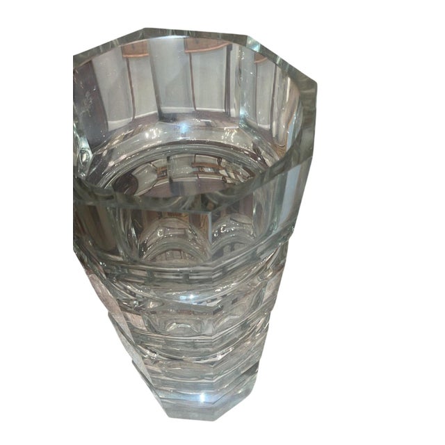Moser Glassworks 1930s Set of 3 Art Deco Cut Crystal Vases in the Manner of Josef Hoffmann for Moser. For Sale - Image 4 of 13