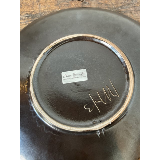 Orange Vintage Brueghel Ceramic Plate For Sale - Image 8 of 12