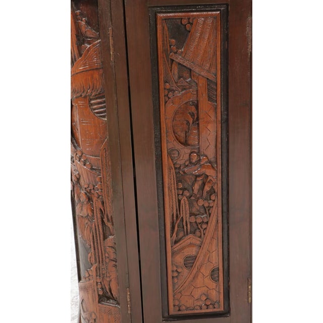 Vintage Asian Carved Bar Cabinet Mid Century For Sale In Cincinnati - Image 6 of 18