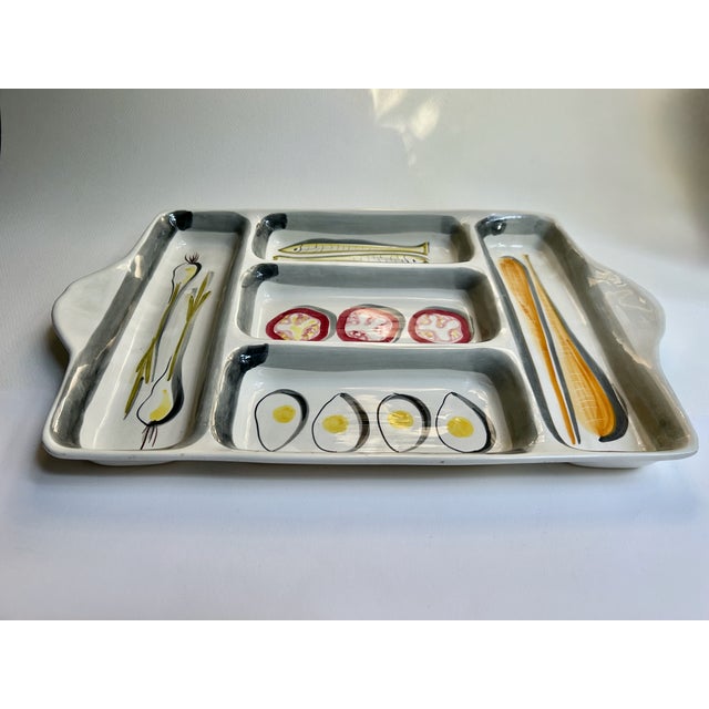 Mid 20th Century Italian Modern Hand Painted Handled Art Pottery Tray For Sale In New York - Image 6 of 18