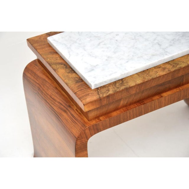 Brown Art Deco Burr Walnut Side Table with Marble Top, 1930 For Sale - Image 8 of 10
