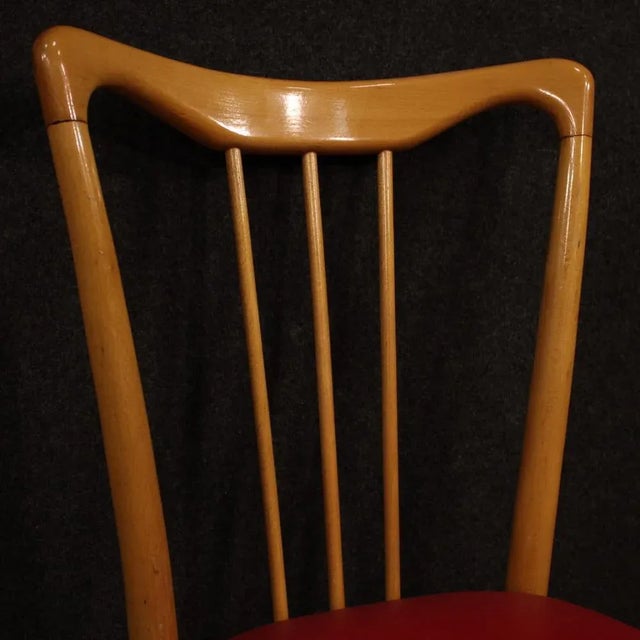 Italian Chairs in Exotic Wood and Faux Leather, 1960, Set of 6 For Sale - Image 3 of 13