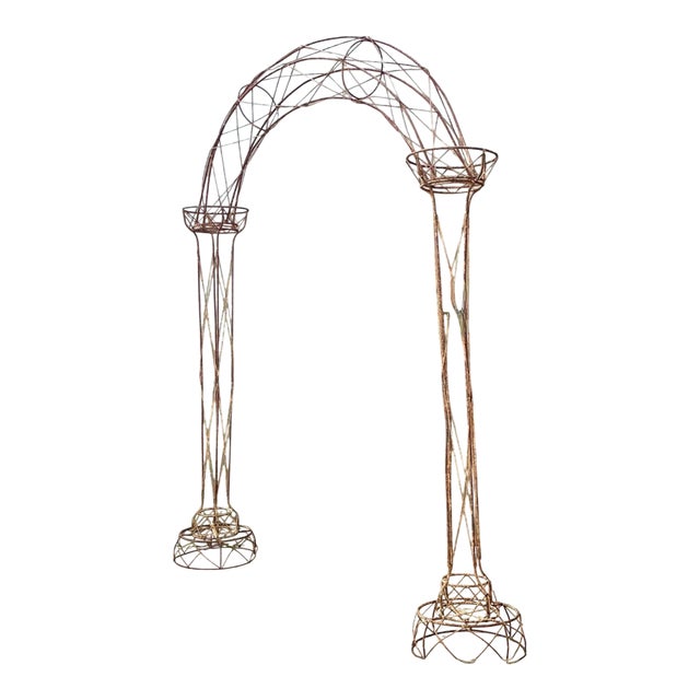 Vintage Patinated Wire Frame Garden Arch For Sale
