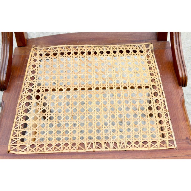 Antique 19th C. Bobbin Turned Leg Spindle Hand Cane Carved Chair For Sale - Image 4 of 9