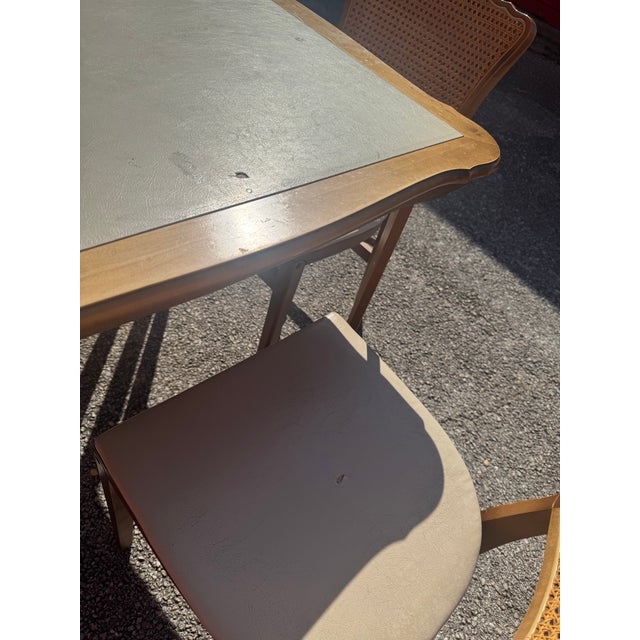 1960s 1960s Stakmore Folding Dining Set W/ Cane Back Chairs – Compact Dining / Breakfast Nook For Sale - Image 5 of 6
