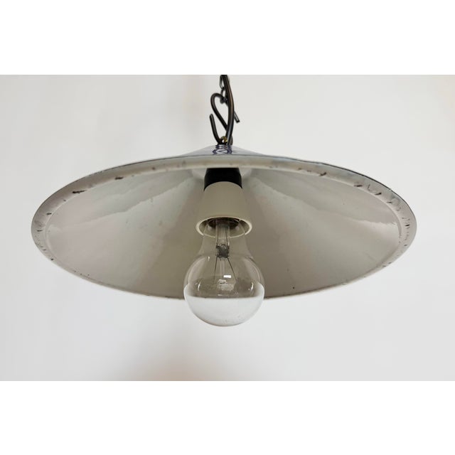 Industrial Blue Enamel Factory Pendant Lamp, 1950s For Sale - Image 4 of 15
