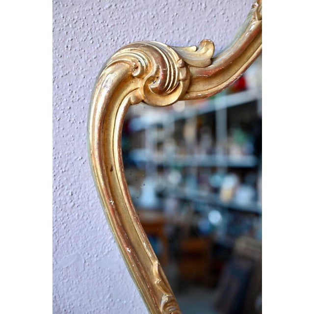 Baroque Gilt Table Mirror in Carved and Stuccoed Wood, 1950s For Sale - Image 4 of 9