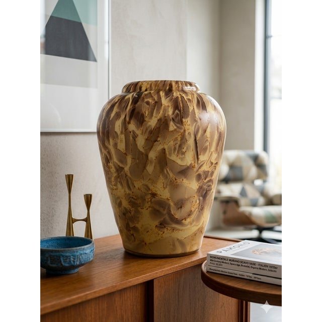 This impressive, monumental art glass vase is an outstanding example of 1970s Italian Space Age design from Murano. Hand-...