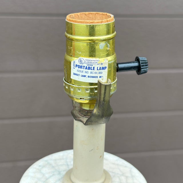 Vintage Ceramic Table Lamp by Sunset lamps featuring a beautiful rainbow crackle glazed finish. Ships quickly via FedEx...