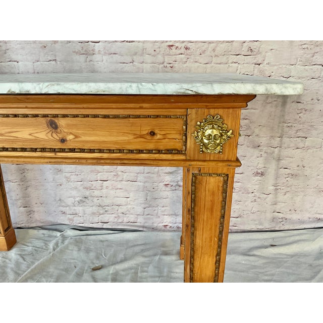 Swedish Marble Top Pine Console Table With Bronze Mounts For Sale - Image 15 of 17