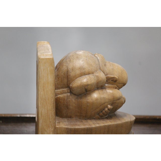 Weeping Buddha Wooden Bookends, 1990s, Set of 2 For Sale - Image 4 of 18