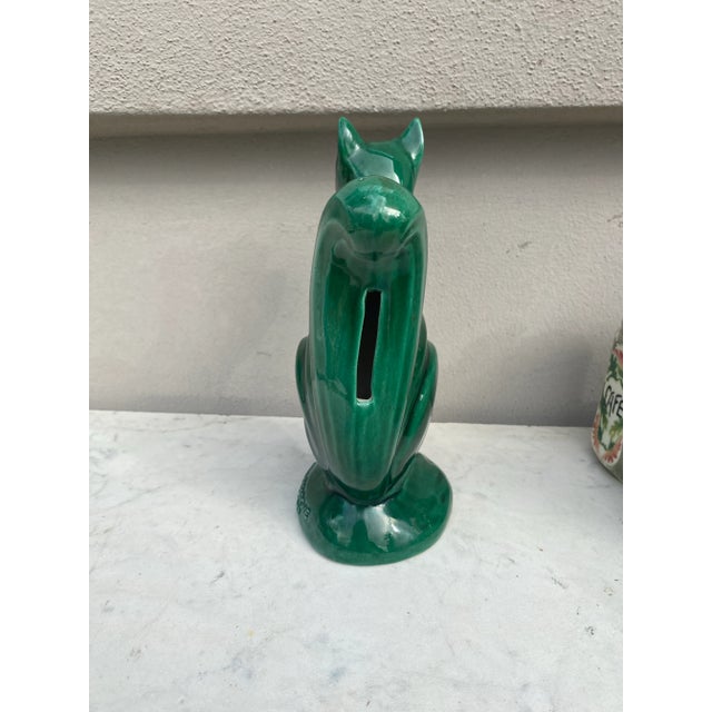 Ceramic Large Green Majolica Money Bank Squirrel Circa 1950 For Sale - Image 7 of 10
